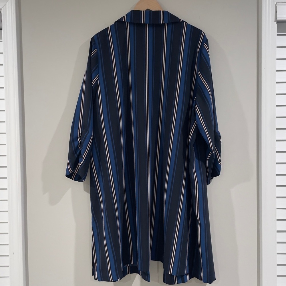 Dress Barn (Roz & Ali) Striped Longline Open Front Blazer Jacket -Blue/White, 3X - Picture 8 of 11